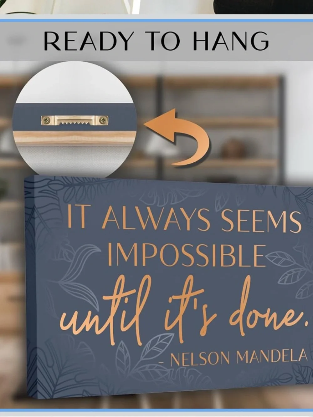 Inspirational Nelson Mandela Canvas Wall Art - Navy & Gold 12x16